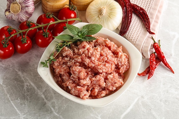 Raw minced pork uncooked meat