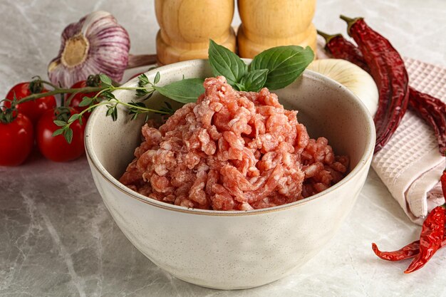 Raw minced pork uncooked meat