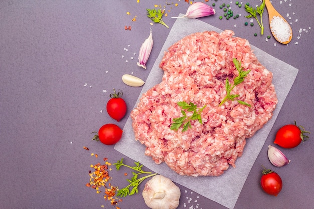 Raw minced pork.