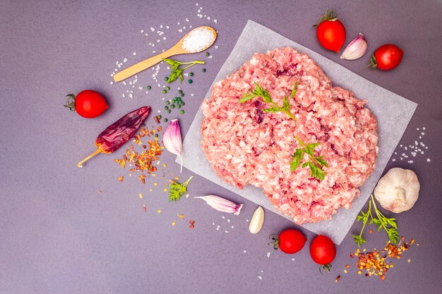 Photo raw minced pork.