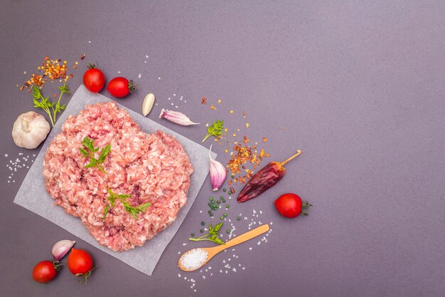 Raw minced pork.