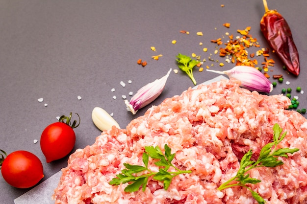 Raw minced pork.