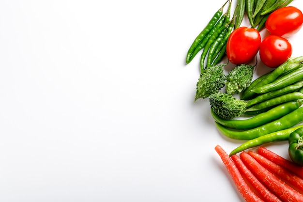 Raw mix vegetable on white background