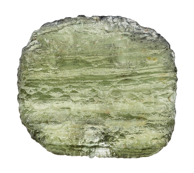 raw moldavite meteorite glass isolated on white