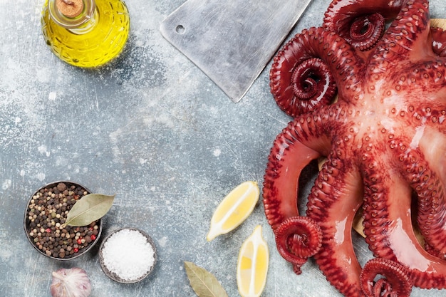 Photo raw octopus cooking