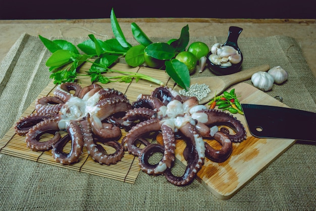 Raw octopus ready for cooking