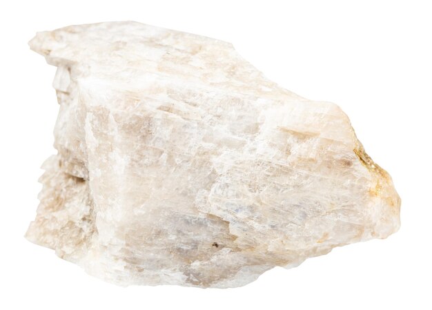 Необработанный олигоклазный минерал, выделенный на белом