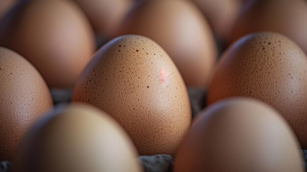 Photo raw organic brown eggs chicken eggs in carton box generative ai