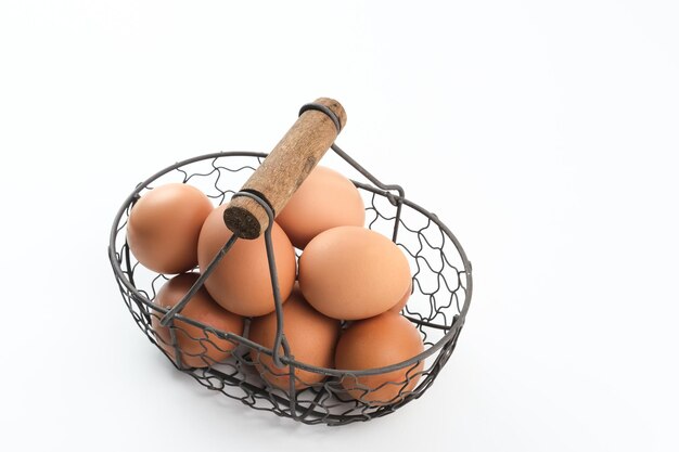 Raw organic farm eggs Selective focus image Close up