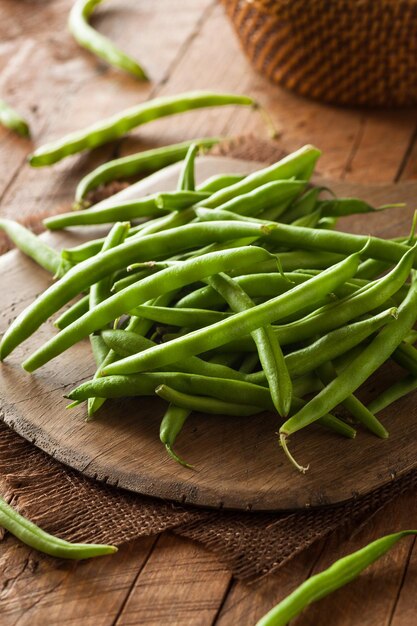 Photo raw organic green beans ready to eat