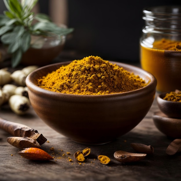 Raw Organic Turmeric Spice in Bowl