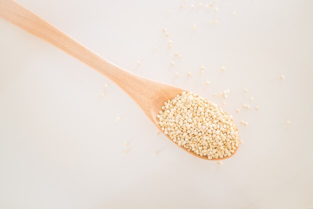 Raw organic white quinoa seeds