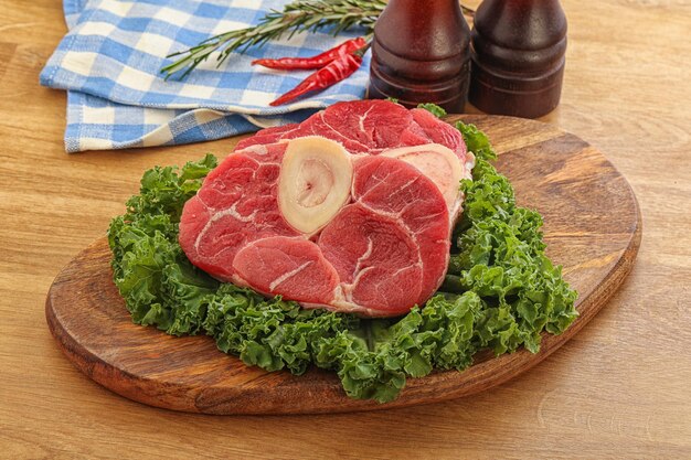 Photo raw ossobuco beef meat for cooking