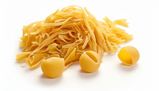 Raw pasta fusilli isolated on white background