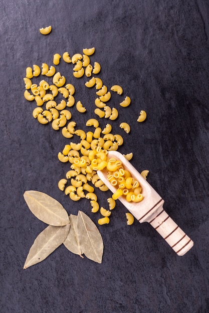 Raw pasta and ingredients