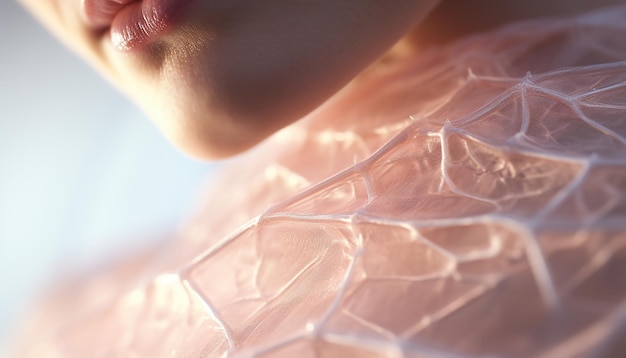 RAW photo close up of a young woman's skin for a skincare products promotional campaign