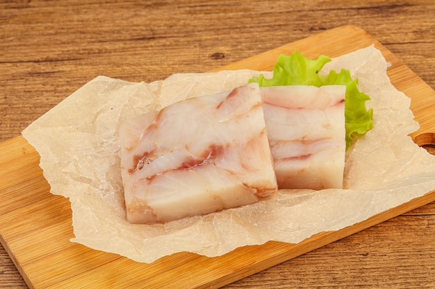 Raw pollock fish fillet for cooking