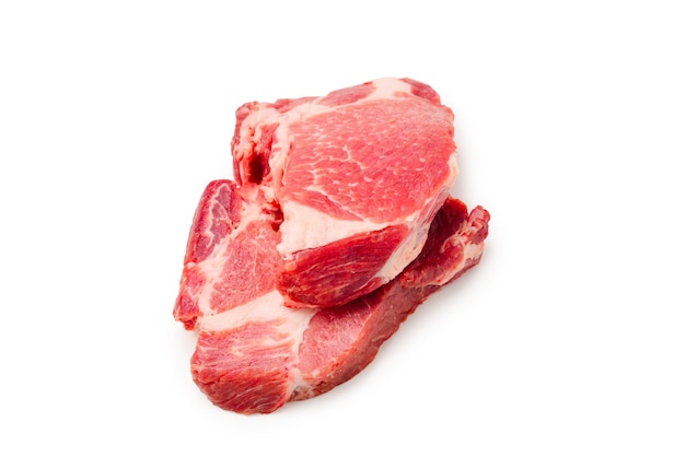 Raw pork isolated on white background.