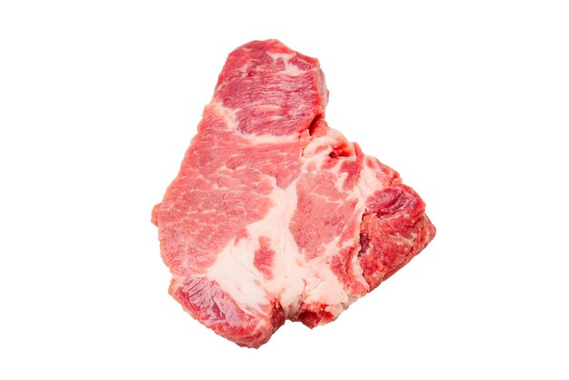 白い背景に分離された生の豚肉