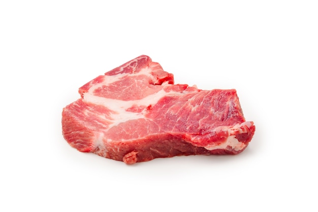 Raw pork isolated on white surface