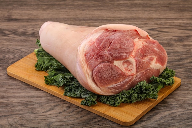 Raw pork knuckle for cooking