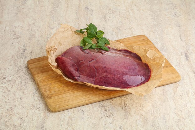 Raw pork liver for cooking