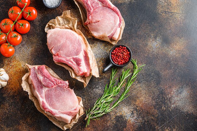 Raw pork loin chops