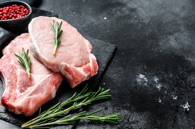 Raw pork loin steak.  