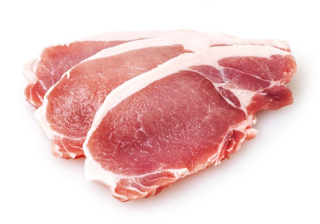 Raw pork meat isolated on white background