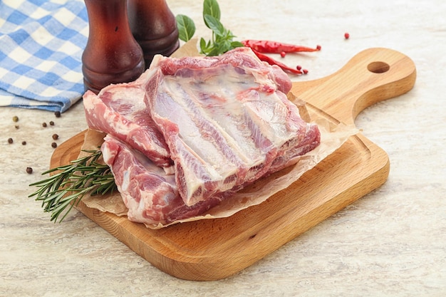 Raw pork meat ribs for cooking