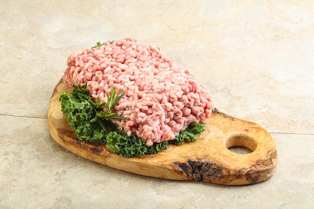 Raw pork minced meat for cooking