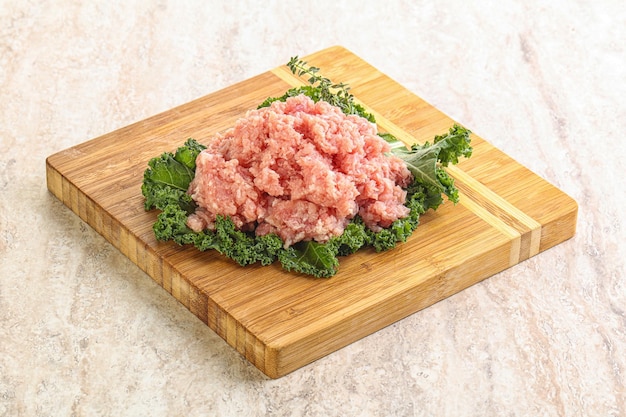 Raw pork minced meat for cooking