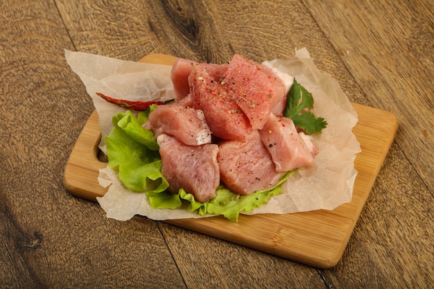 Raw pork pieces