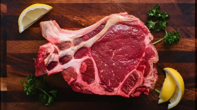 Raw pork rib chop steak