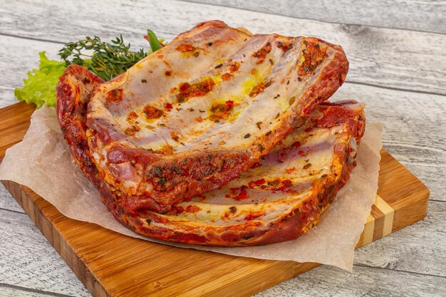 Raw pork ribs for grill