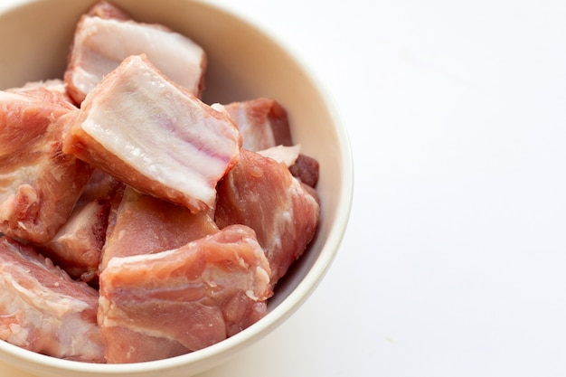 Raw pork ribs isolated on white background