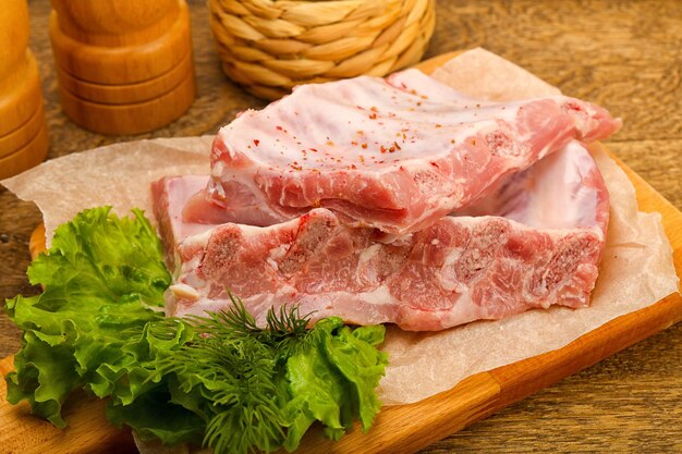 Raw pork ribs