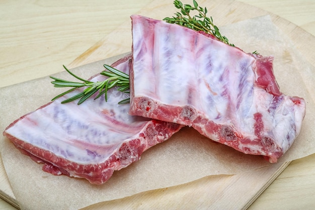 Raw pork ribs