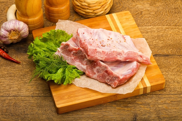 Raw pork ribs