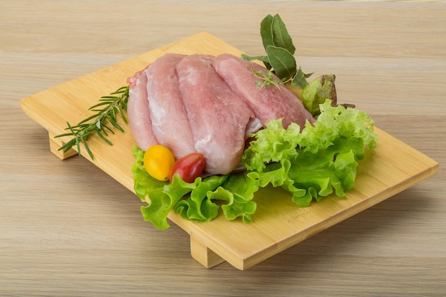 Raw pork schnitzel