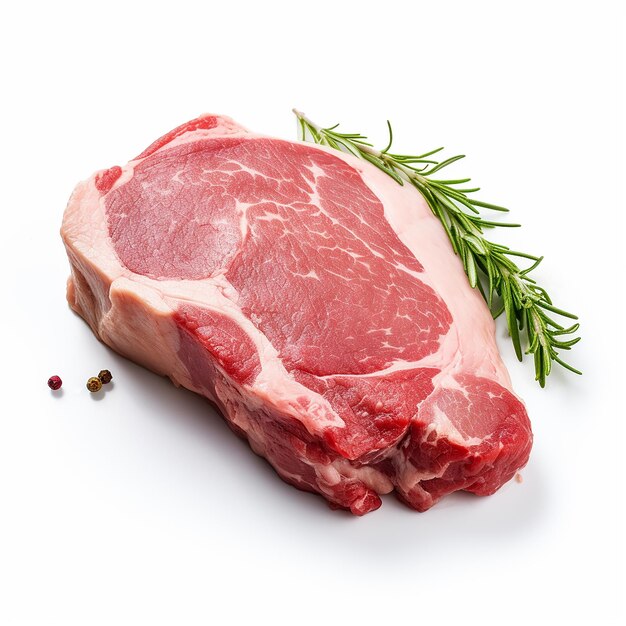 Raw Pork Shoulder Steak on White Background High Resolution