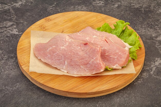 Raw pork steak for cooking