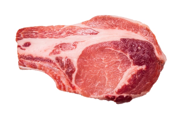 Raw pork steak isolated.