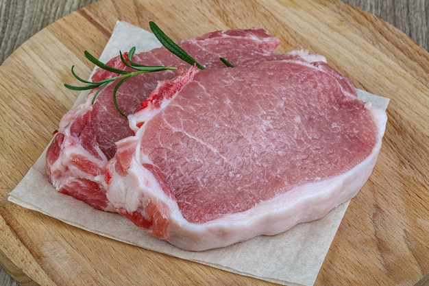 Raw pork steak