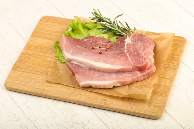 Raw pork steak