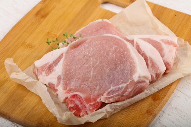 Raw pork steak