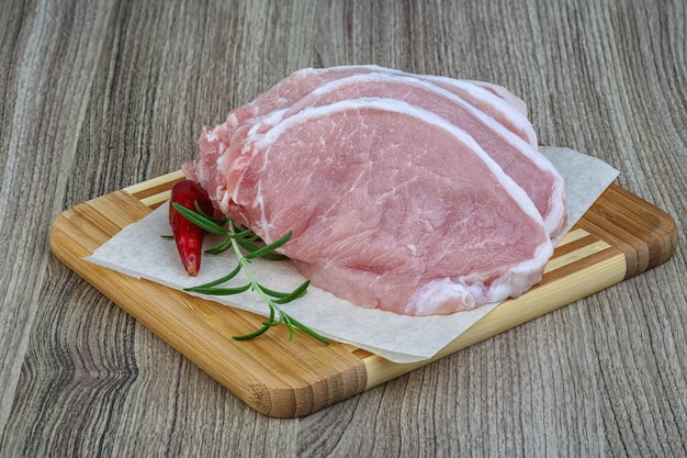 Raw pork steak