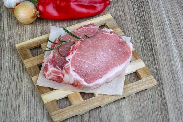 Raw pork steak