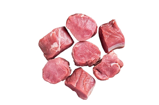 Raw pork tenderloin medallions steaks Isolated on white background