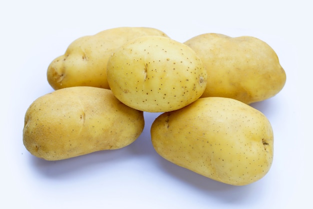 Raw potatoes isolated on white background